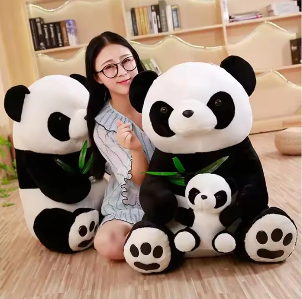 CuddleNest Cuddly Panda Mom and Baby Plush Toy Set – Soft Hugging Stuffed Animals with Bamboo Accent - Image 15
