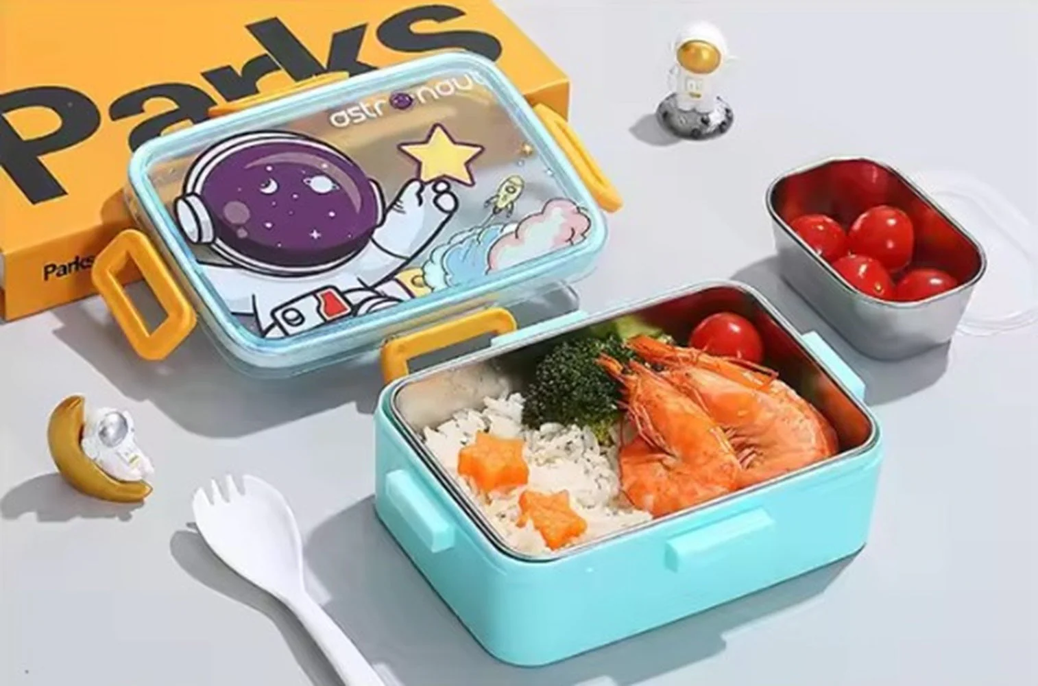 CuddleNest Kids Cartoon Lunch Box – 600ml + 100ml Stainless Steel Tiffin with Extra Bowl | Leakproof, BPA-Free & Cute Designs (Dino, Unicorn, Panda, Space) - Image 11