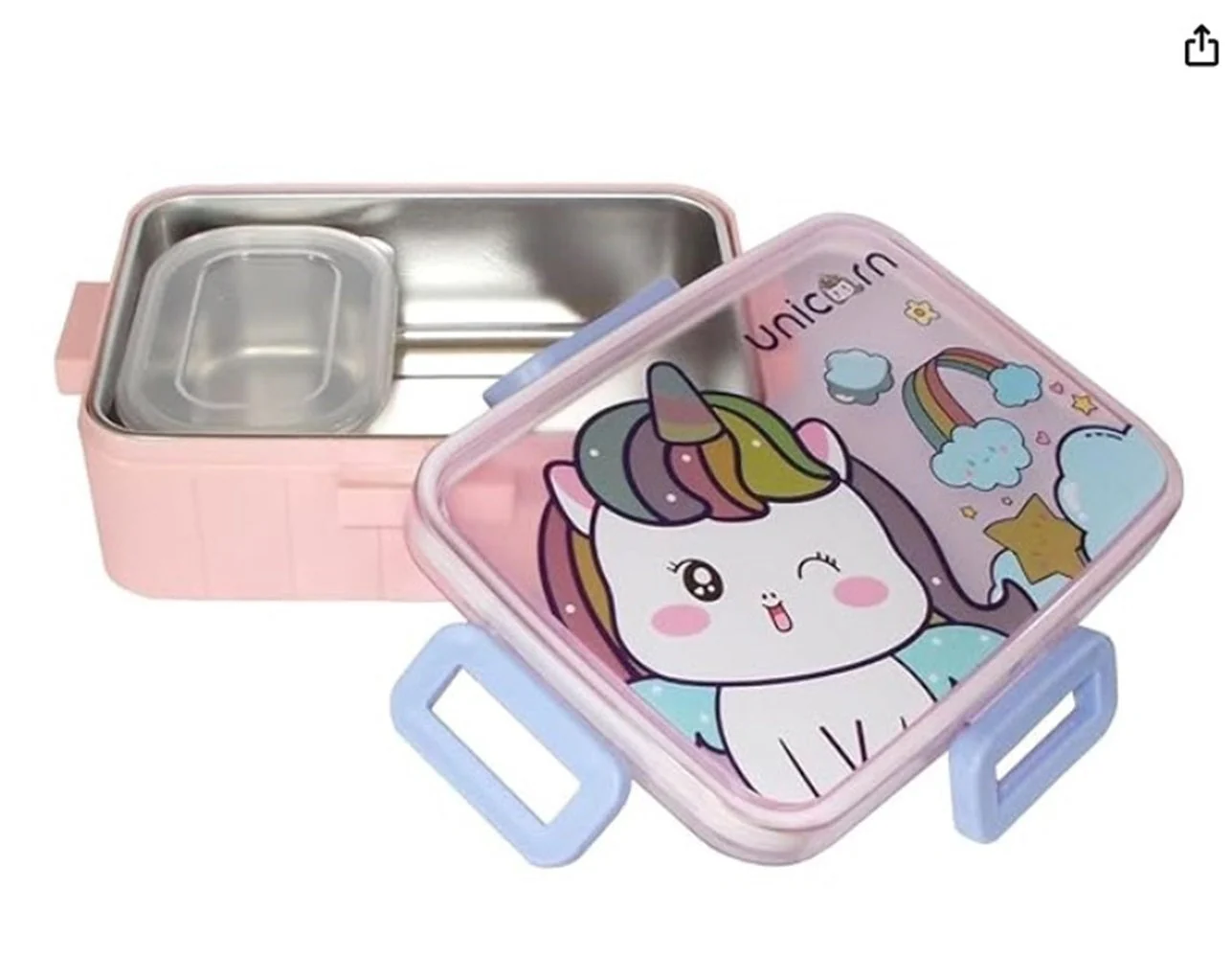 CuddleNest Kids Cartoon Lunch Box – 600ml + 100ml Stainless Steel Tiffin with Extra Bowl | Leakproof, BPA-Free & Cute Designs (Dino, Unicorn, Panda, Space) - Image 17