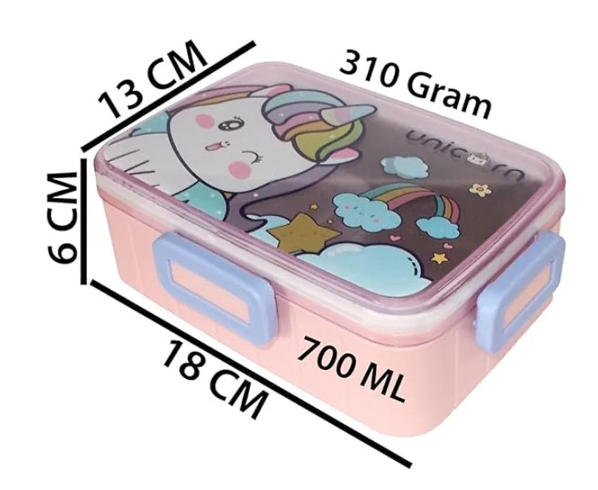 CuddleNest Kids Cartoon Lunch Box – 600ml + 100ml Stainless Steel Tiffin with Extra Bowl | Leakproof, BPA-Free & Cute Designs (Dino, Unicorn, Panda, Space) - Image 18