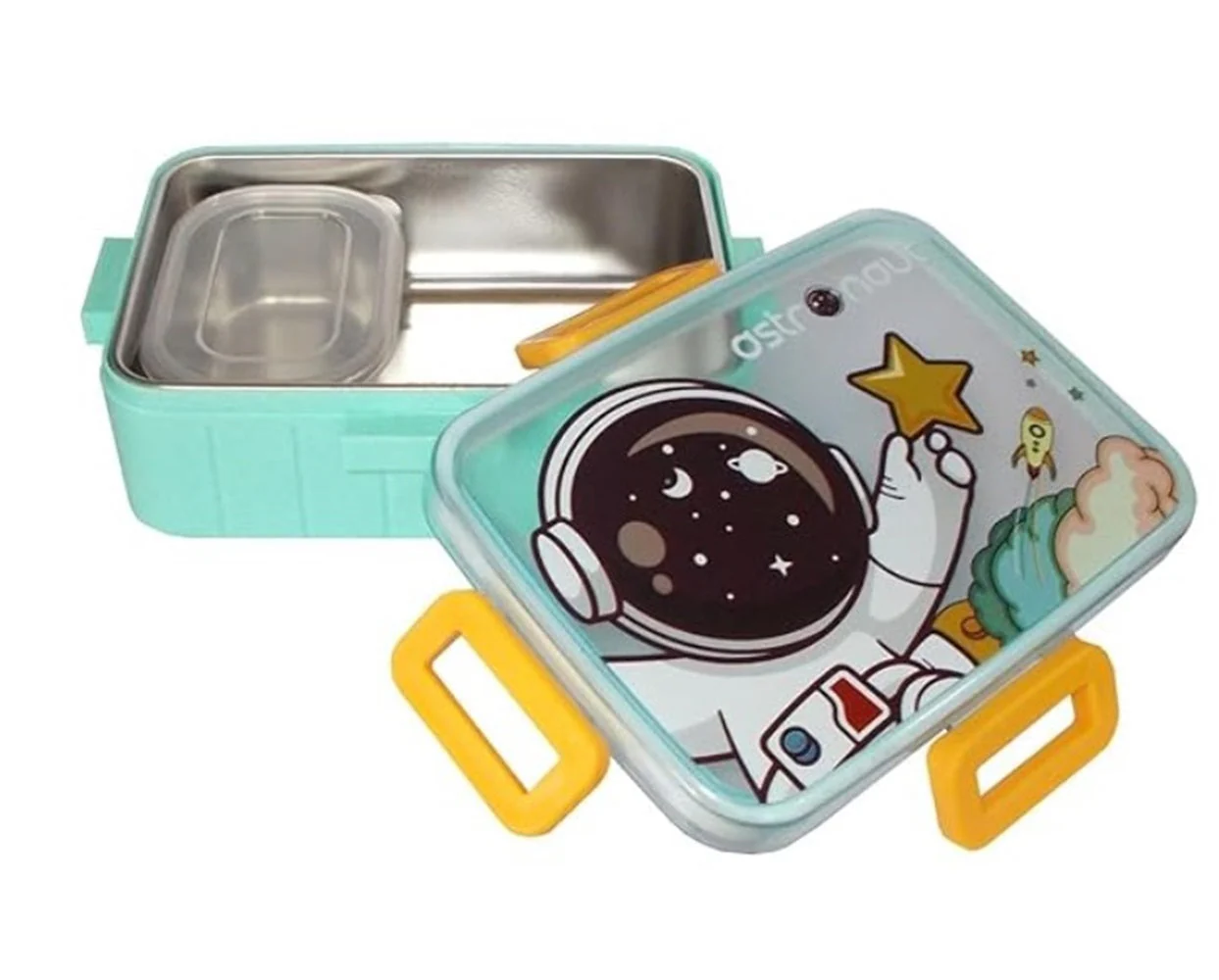 CuddleNest Kids Cartoon Lunch Box – 600ml + 100ml Stainless Steel Tiffin with Extra Bowl | Leakproof, BPA-Free & Cute Designs (Dino, Unicorn, Panda, Space) - Image 20