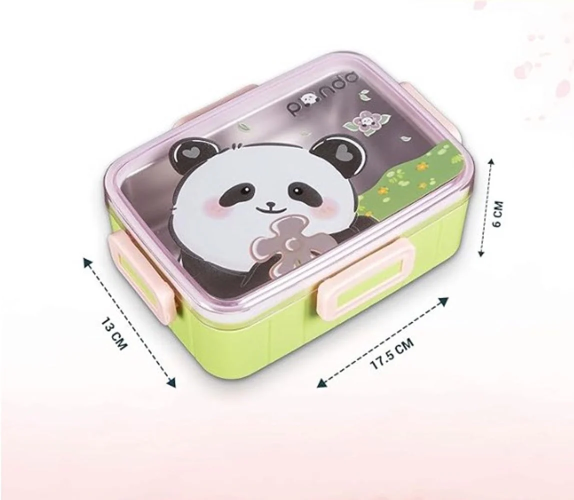 CuddleNest Kids Cartoon Lunch Box – 600ml + 100ml Stainless Steel Tiffin with Extra Bowl | Leakproof, BPA-Free & Cute Designs (Dino, Unicorn, Panda, Space) - Image 23