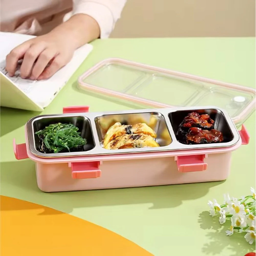 CuddleNest Premium 3-Compartment Stainless Steel Snack Box | Leak-Proof & BPA-Free Solid Food Container | Dishwasher Safe | Perfect for Kids, School, Office & Travel (650ml) - Image 14