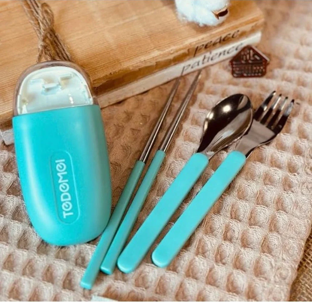 CuddleNest Reusable Stainless Steel Utensil Set | Fork Spoon Chopsticks with Compact Storage Case | Lightweight for Kids | School | Office | Travel-Friendly Cutlery - Image 11