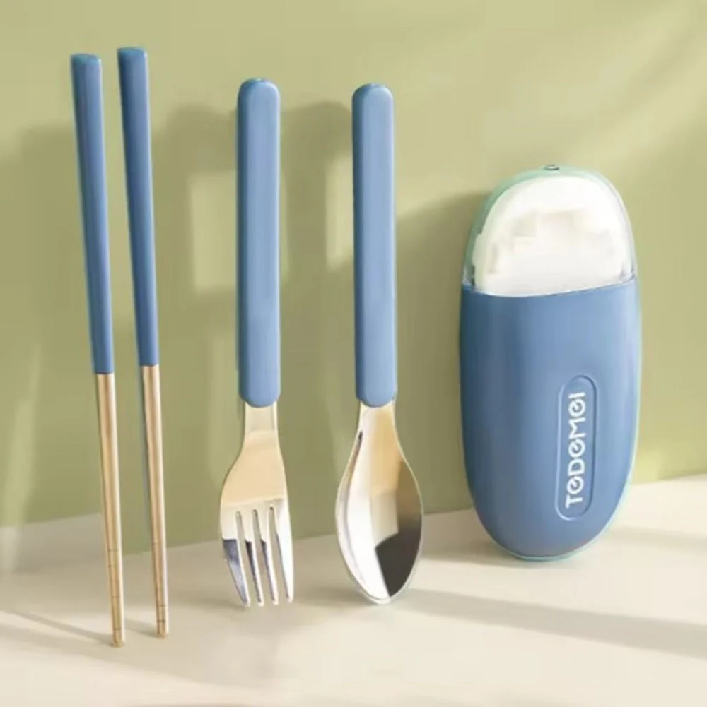 CuddleNest Reusable Stainless Steel Utensil Set | Fork Spoon Chopsticks with Compact Storage Case | Lightweight for Kids | School | Office | Travel-Friendly Cutlery - Image 15