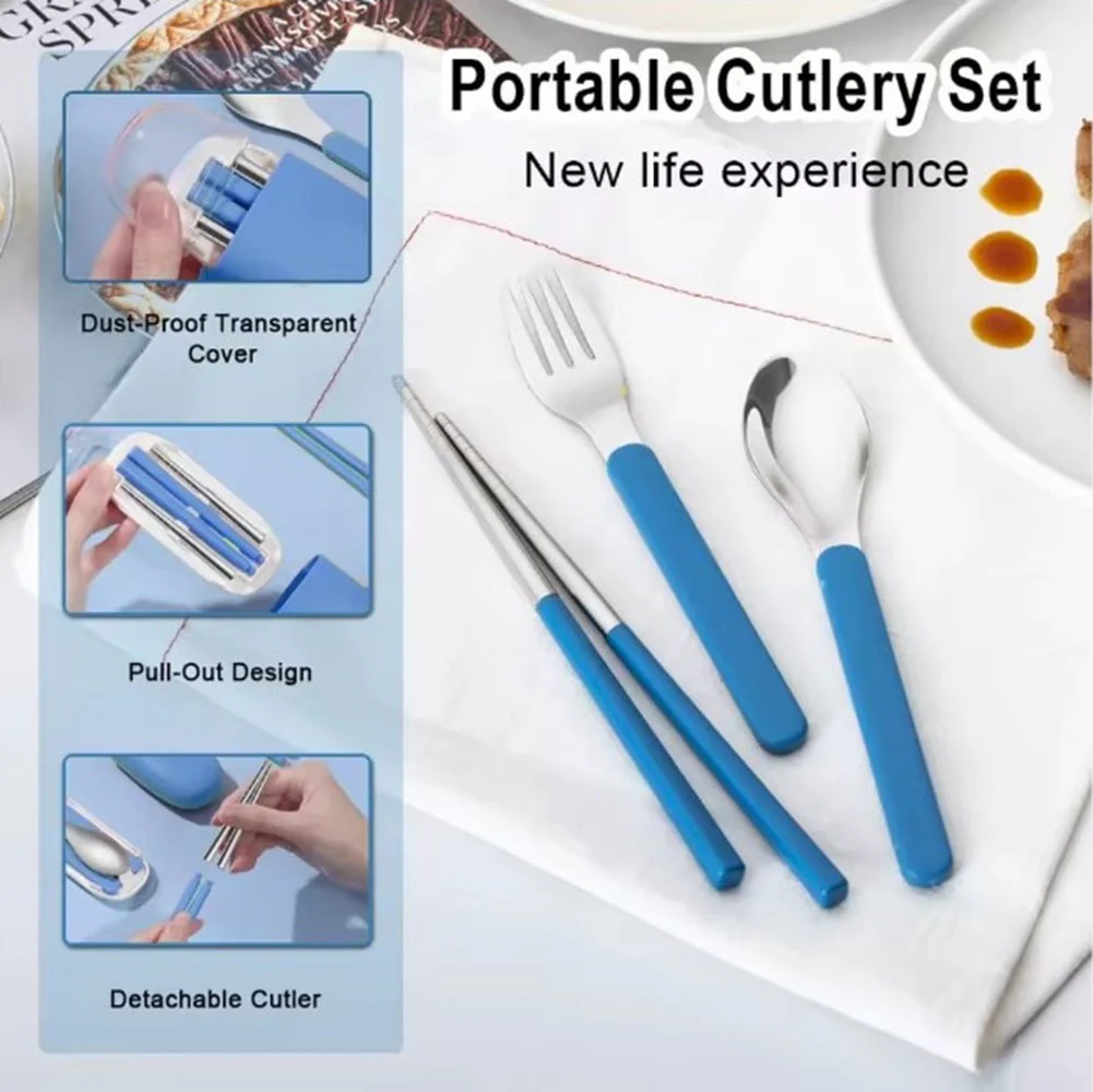 CuddleNest Reusable Stainless Steel Utensil Set | Fork Spoon Chopsticks with Compact Storage Case | Lightweight for Kids | School | Office | Travel-Friendly Cutlery - Image 16