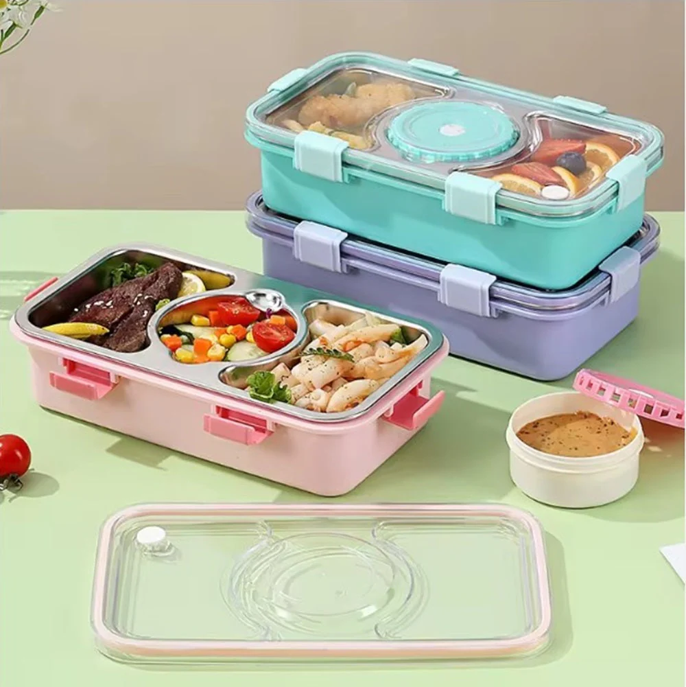 CuddleNest Stainless Steel Lunch Box with 3 Compartments (650ml + 150ml), Spoon & Chopsticks | Leakproof Thermal Tiffin for Kids & Office - Image 19