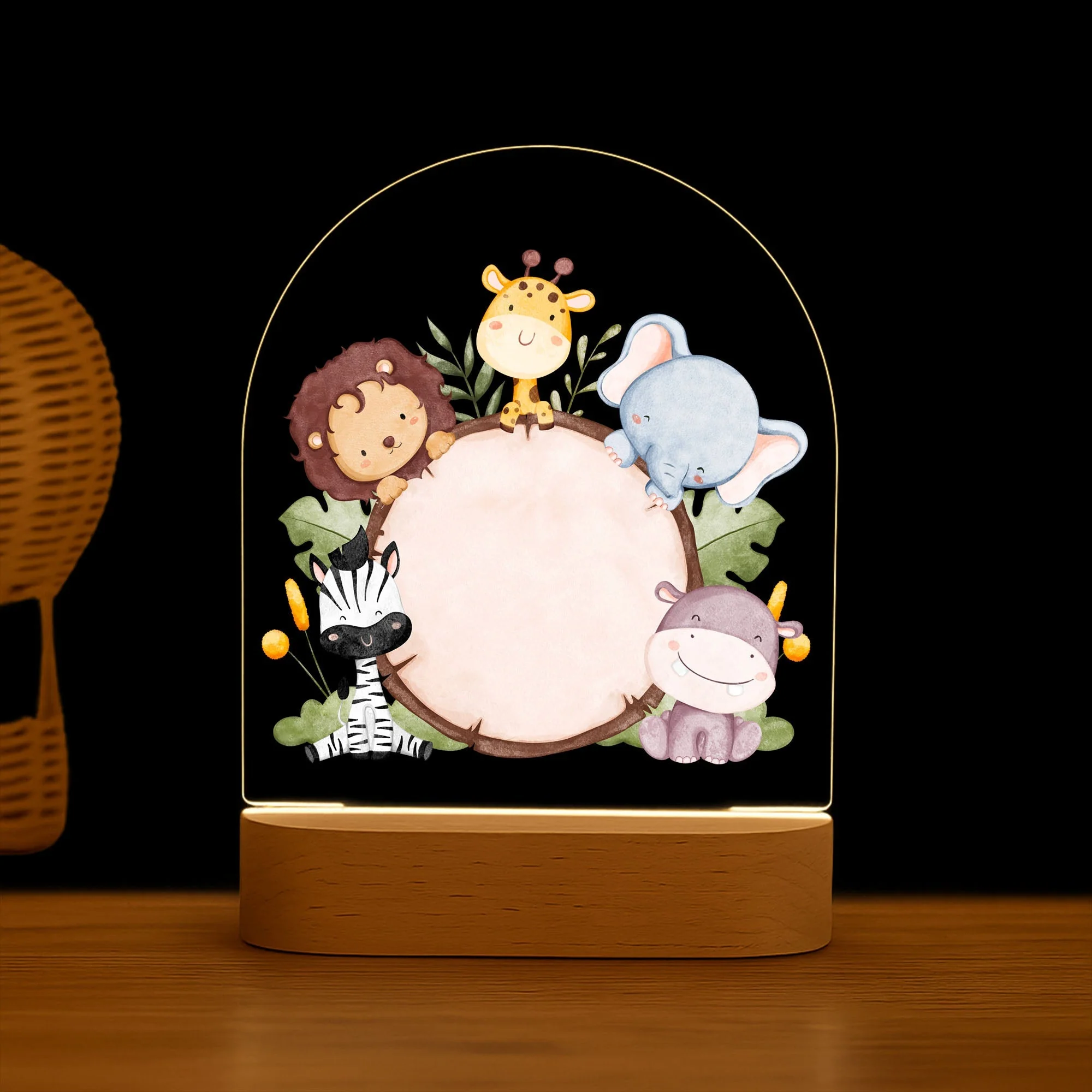 Custom LED Animal Night Light – Safari Theme Baby Lamp with Name | Newborn Gift, Toddler Room Decor - Image 2