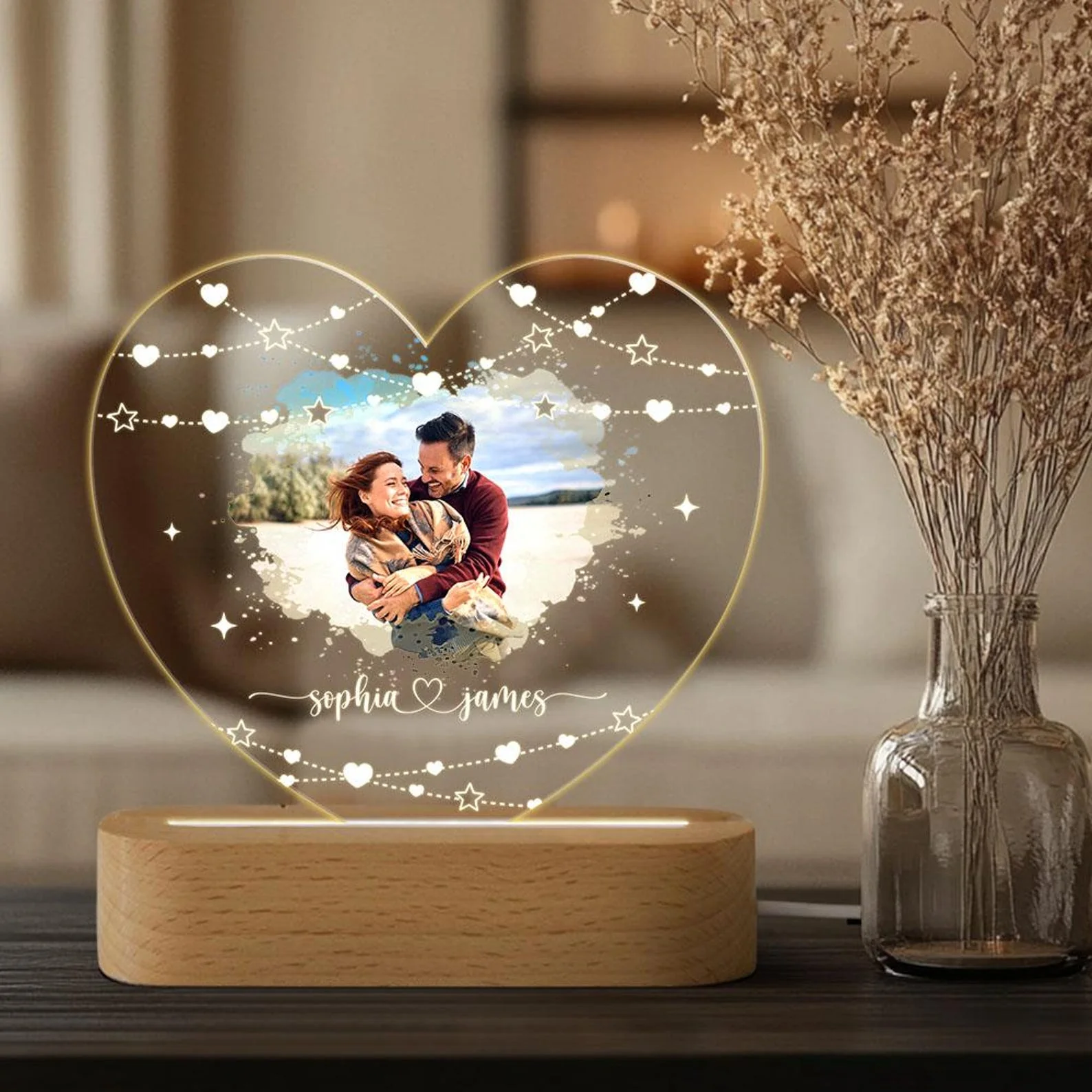 Custom photo Night Light as Valentines Day Gift - Anniversary Gifts - Image 2