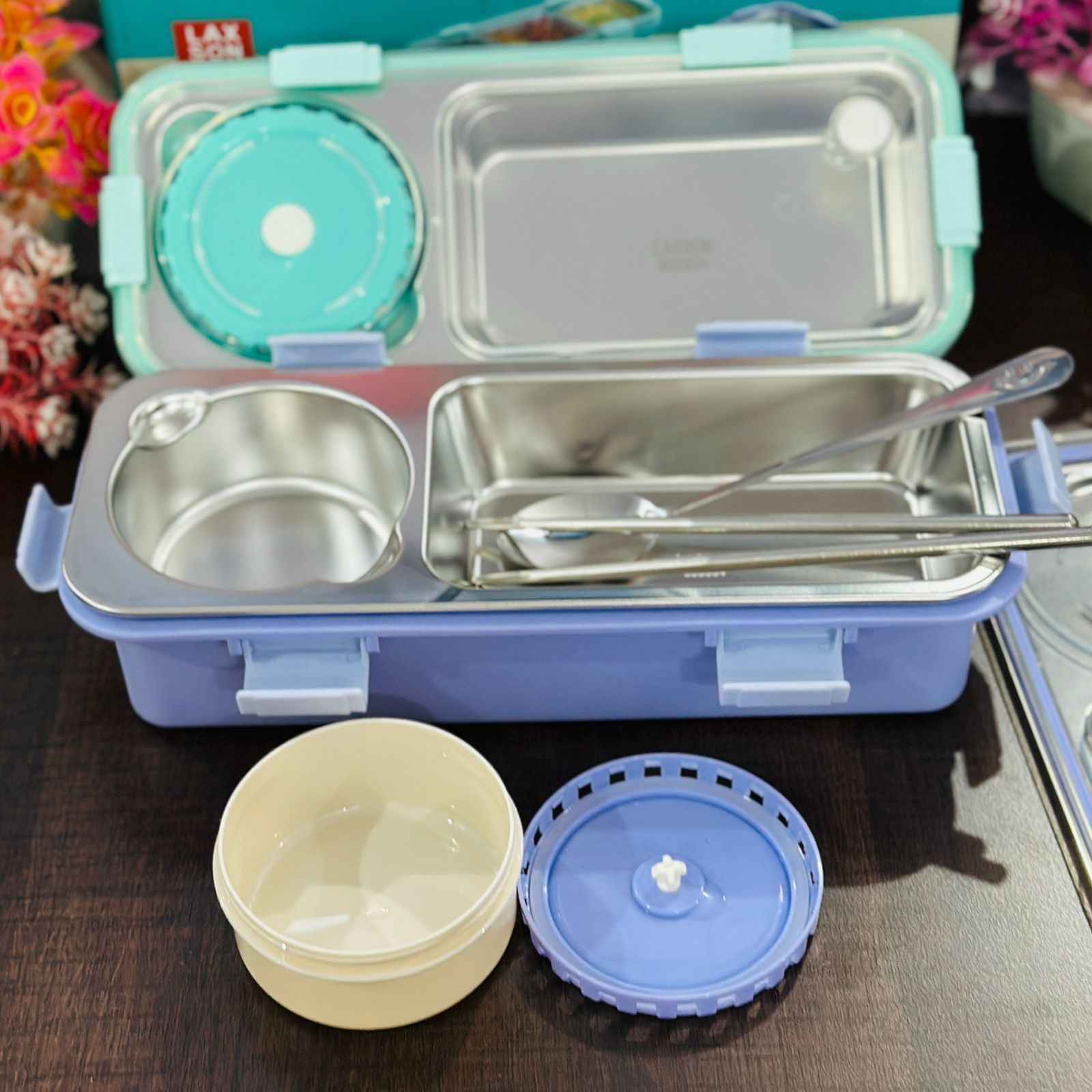 Customized Steel Snack & Meal Box With 2 Compartments - Image 2