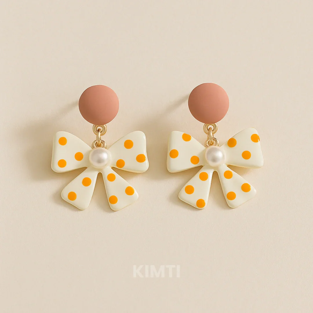 Cute Bow and Pearl Drop Earrings