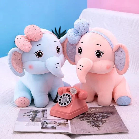 Cute Bow Elephant Plush Toy | Soft & Snuggly Stuffed - Image 17