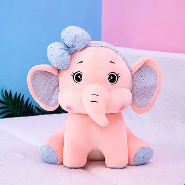 Cute Bow Elephant Plush Toy | Soft & Snuggly Stuffed - Image 2