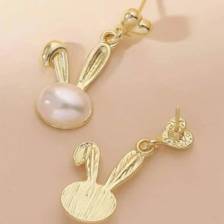 Cute Bunny White Drop Earring - Image 7