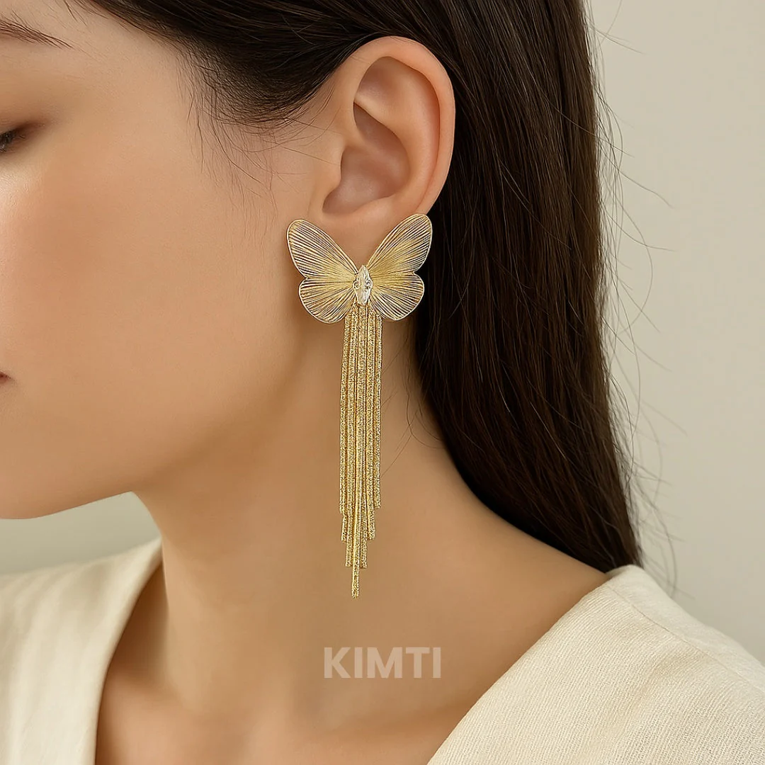 Cute Butterfly Golden Dangler Earring - Image 4