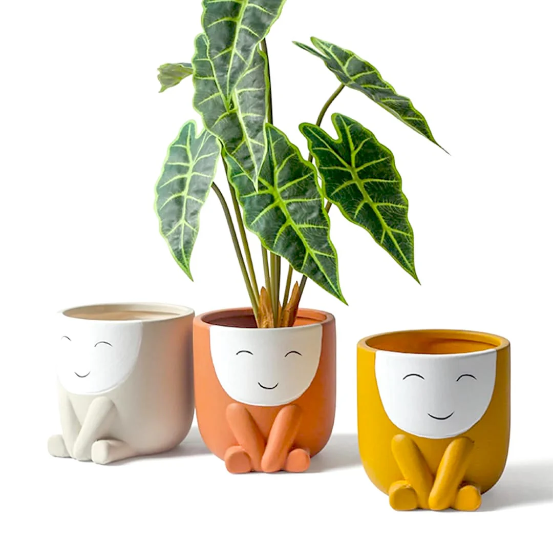 Cute Face Ceramic Flower Pot - Image 2