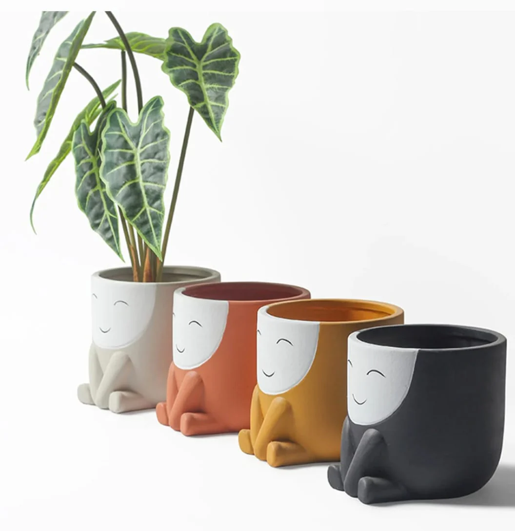 Cute Face Ceramic Flower Pot - Image 4