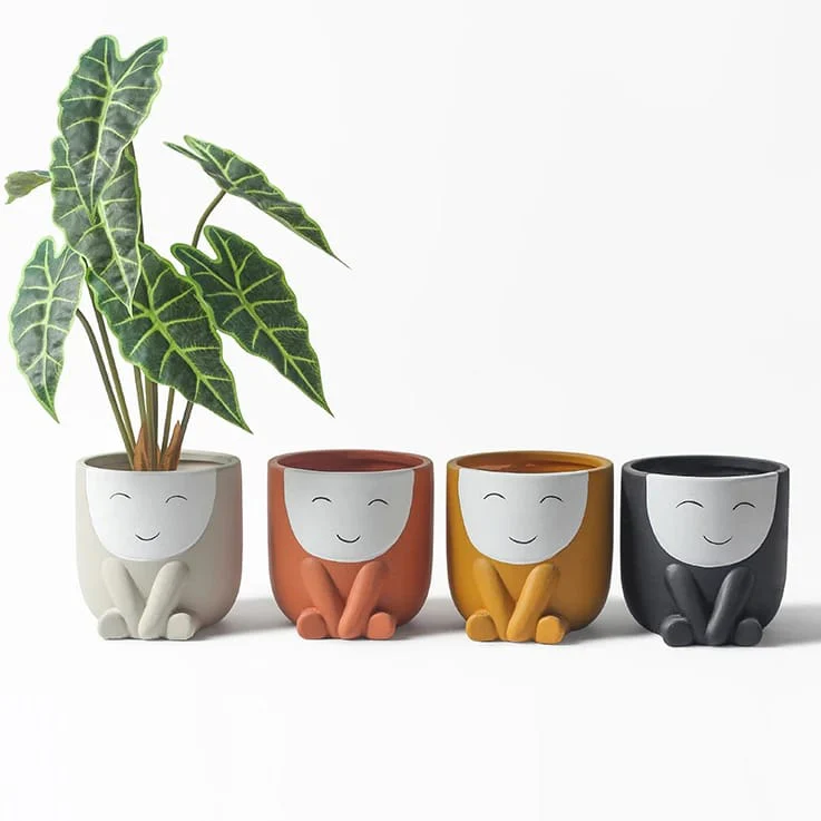 Cute Face Ceramic Flower Pot - Image 5