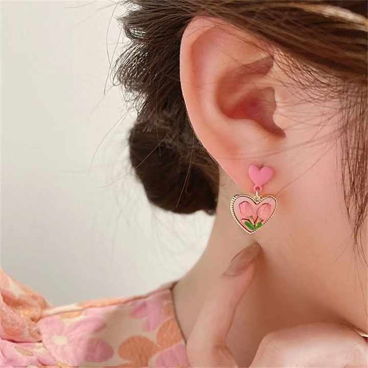 Cute Pink Korean Stud Earring - Image 4