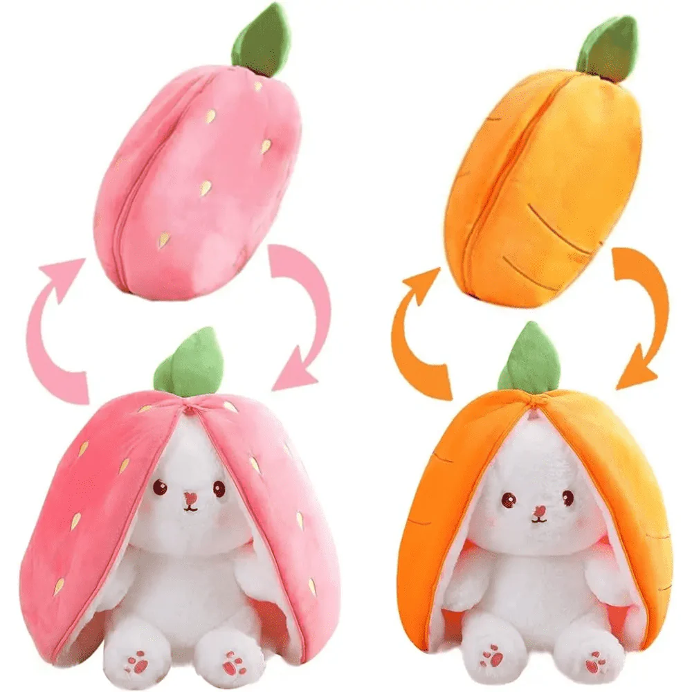 Cute Reversible Strawberry RABBIT ZIPPER BUNNY |Soft Toy | Plush toy |For kids - 40 cm - Image 4