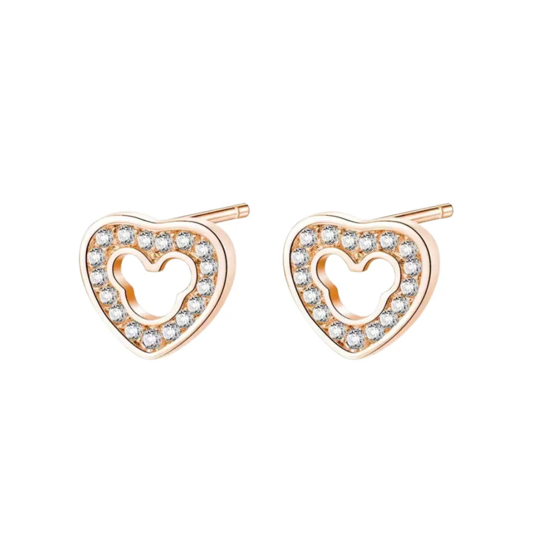 Cute Simple Design Cubic Zirconia Heart-Shaped Stud Earrings For Women/Girls, Zircon Alloy Love Shape Earring - Image 5