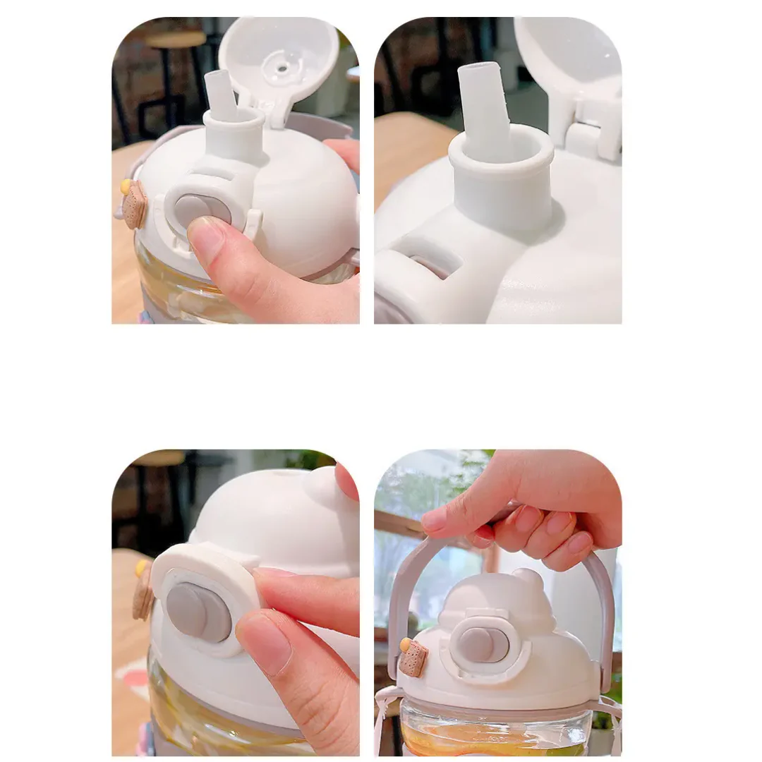 Cute Sipper Plastic Water Bottle with Strap - Image 5