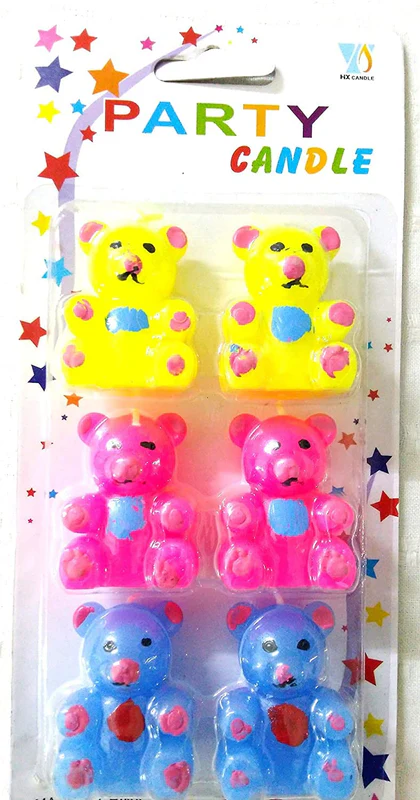 Cute Teddy Bear Shape Candle (Multicolor) (Pack of 6) - Image 3