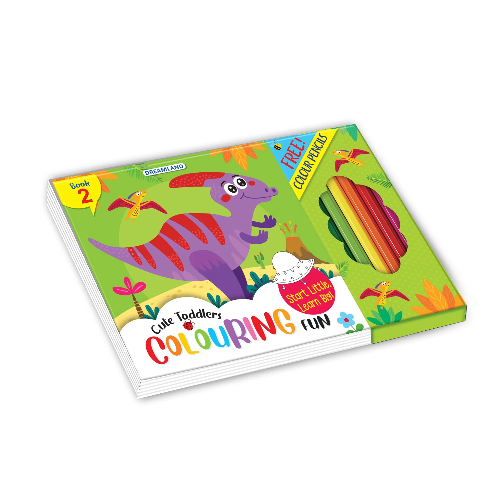 Cute Toddlers - 2 Fun Dinosaurs Colouring Book with 6 Colour Pencils, Art and Craft Drawing Book Set for 4 age, Colouring Book for Toddler, 128 Pages - Image 4
