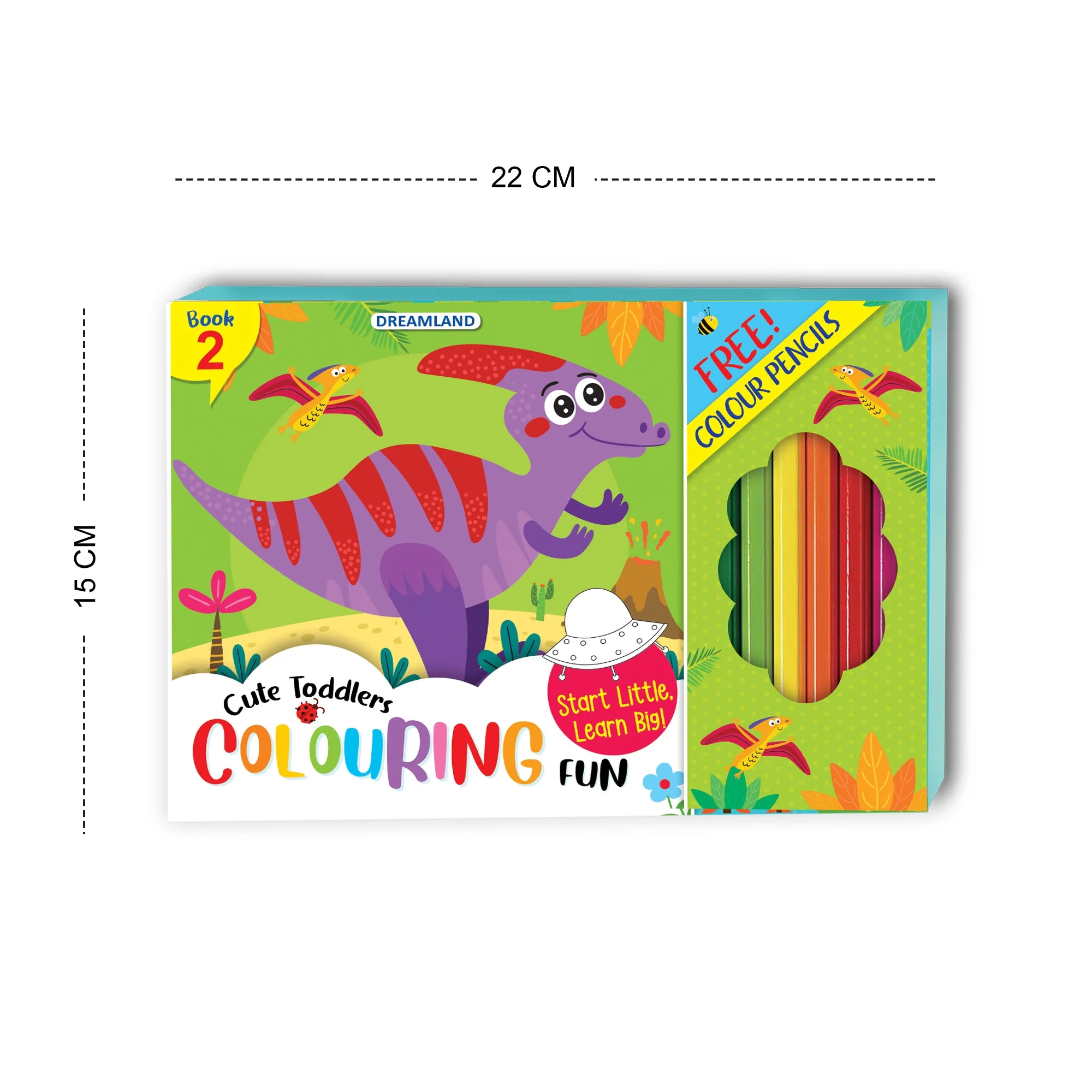 Cute Toddlers - 2 Fun Dinosaurs Colouring Book with 6 Colour Pencils, Art and Craft Drawing Book Set for 4 age, Colouring Book for Toddler, 128 Pages - Image 5
