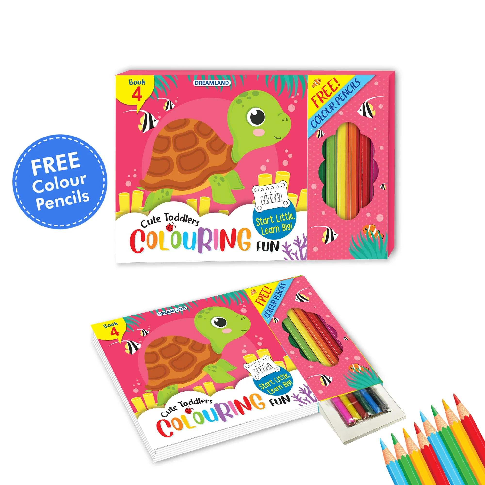 Cute Toddlers Fun-4 Ocean Colouring Book with 6 Colour Pencils | Art and Craft Drawing Book Set for 4+ | Colouring Book for Toddler - 128 Pages - Image 2