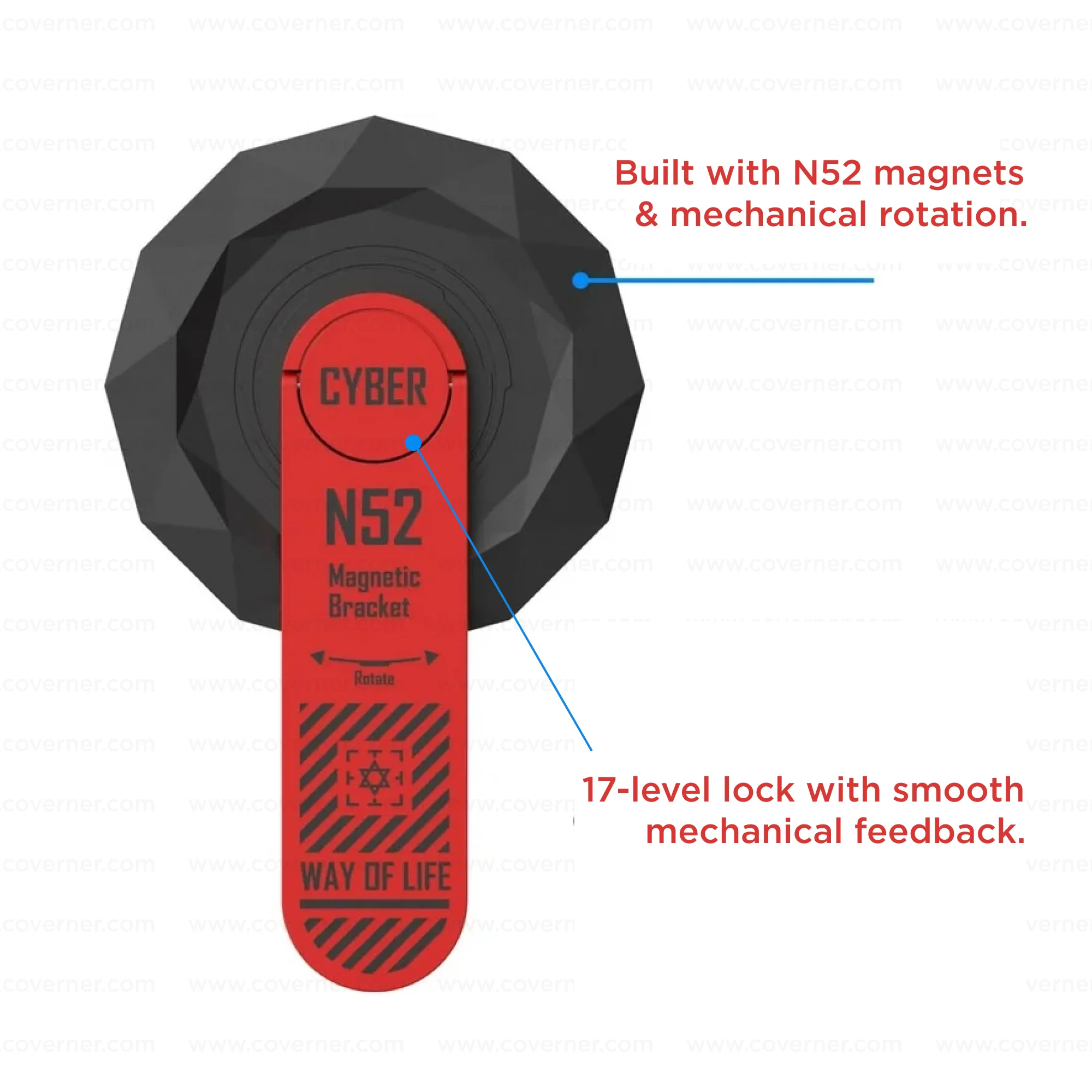 CyberSpin X – Magnetic 360° Phone Stand with N52 Grip by Coverner India - Image 8