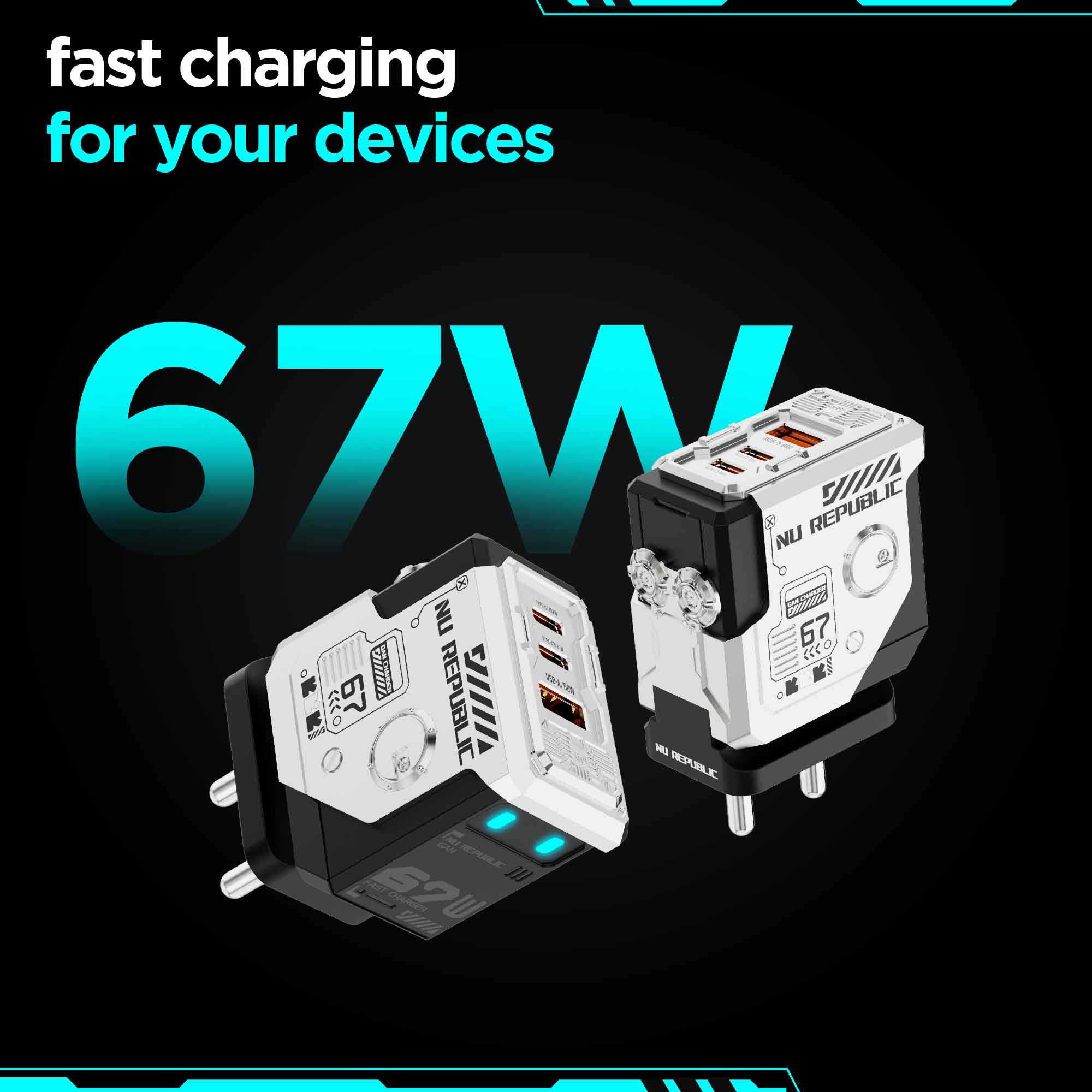 Cybotron 67W GaN Superfast Wall Charger Silver - Image 4