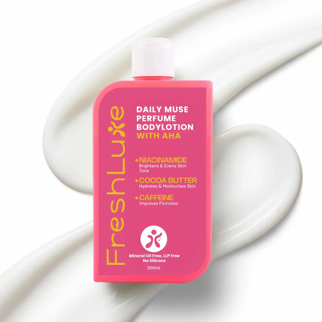 Daily Muse Perfume Body Lotion with Shea Butter & Cocoa Butter | Niacinamide, Caffeine, Glycolic & Lactic Acid | Deep Moisturising Brightening Body Lotion for Dry Skin | Long-Lasting Fragrance | Men & Women | 200ml - Image 5