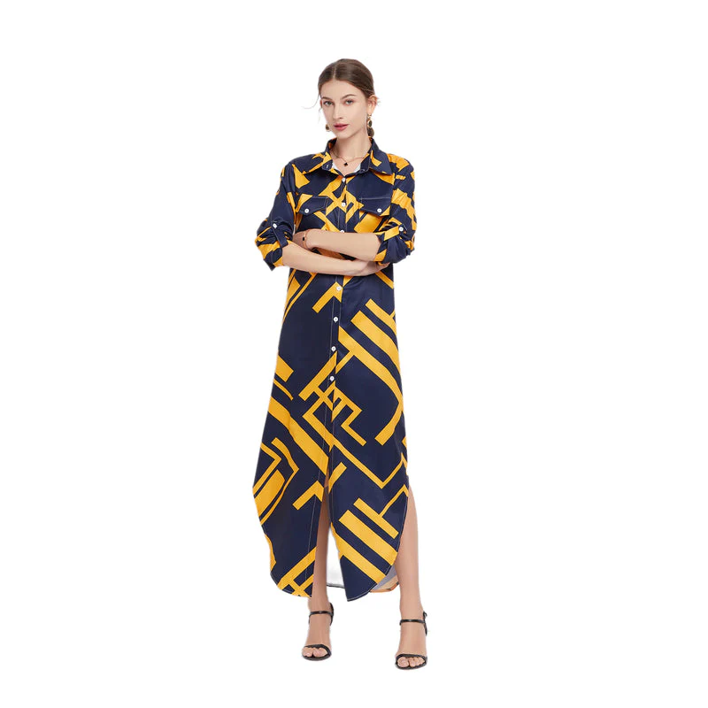 Dakota Printed Long Shirt Dress - Image 10