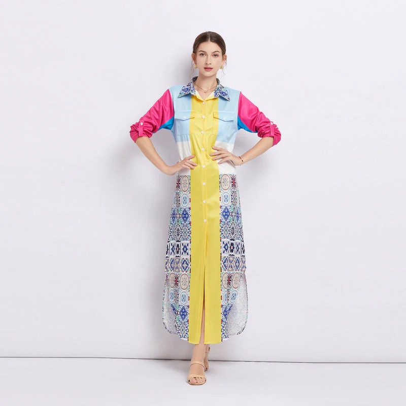 Dakota Printed Long Shirt Dress - Image 17
