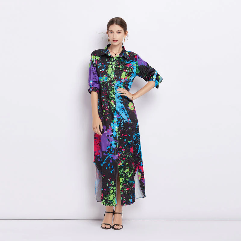 Dakota Printed Long Shirt Dress - Image 18