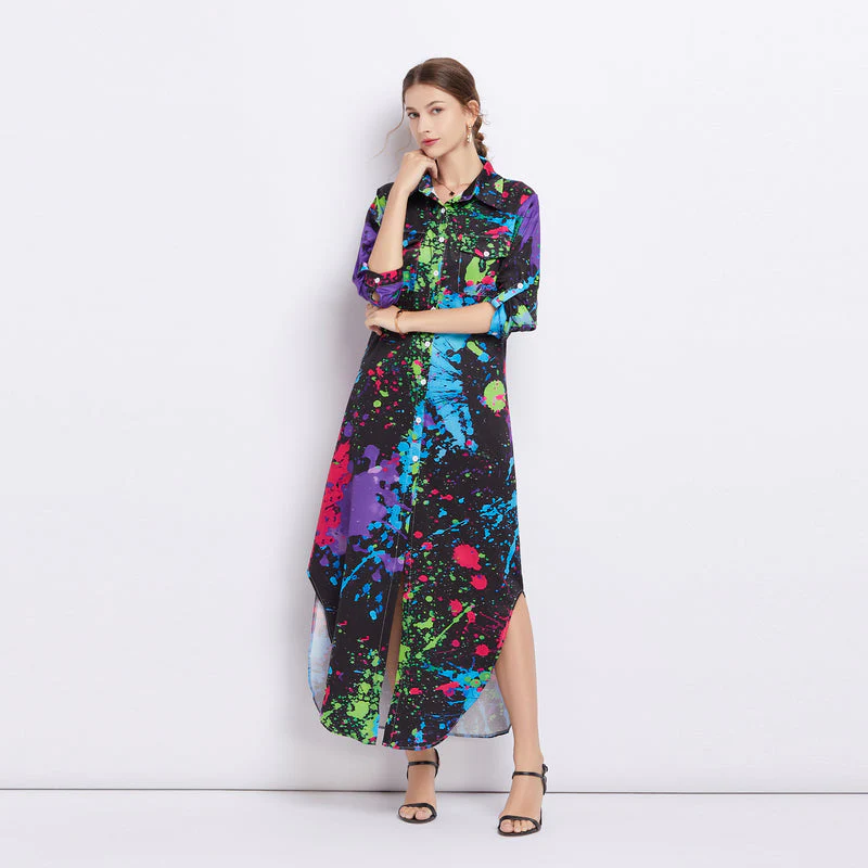 Dakota Printed Long Shirt Dress - Image 19