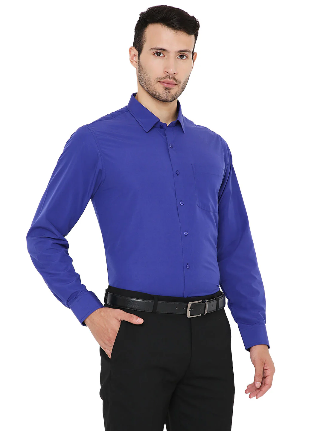 Dark Blue Solid | Slim Fit | Formal Shirt - Image 4