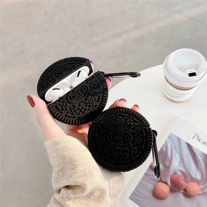 Dark Brown Cookie AirPods Case – Limited Edition Silicone Cover with Hook by Coverner India - Image 2