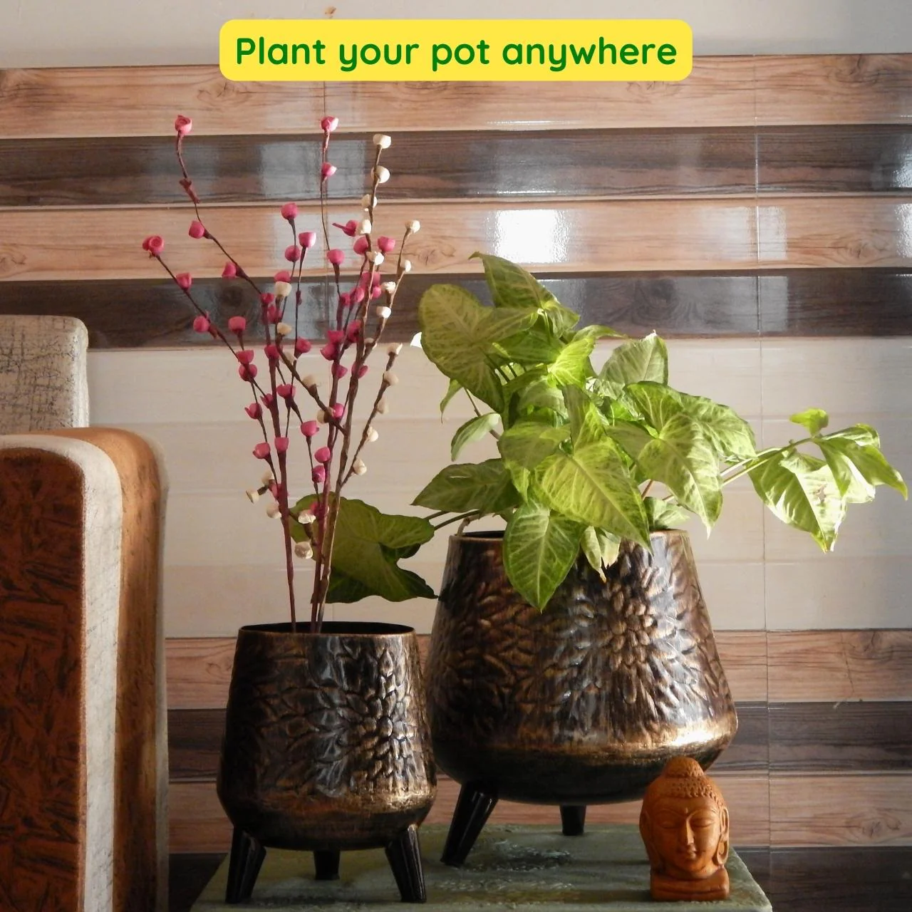 Dark Charcoal Iron Planter Stand Set – Indoor & Outdoor Décor - Image 2