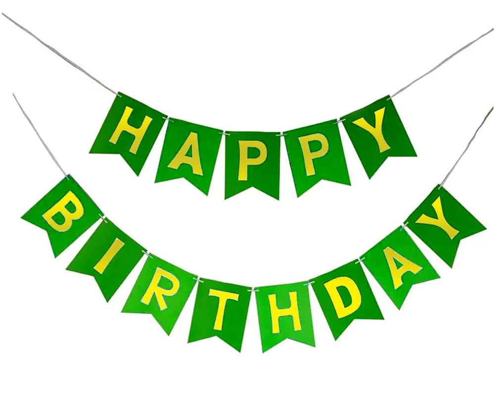 Dark Green Happy Birthday Banner And Silver Metallic Balloons (Pack of 50) - Image 2