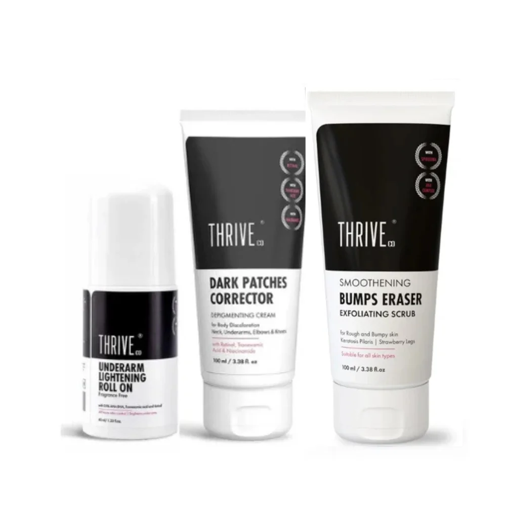 Dark Patches Corrector, 100ml + Underarm Lightening Roll on, 40ml + Smoothening Bumps Eraser Exfoliating Scrub, 100ml, 150ml