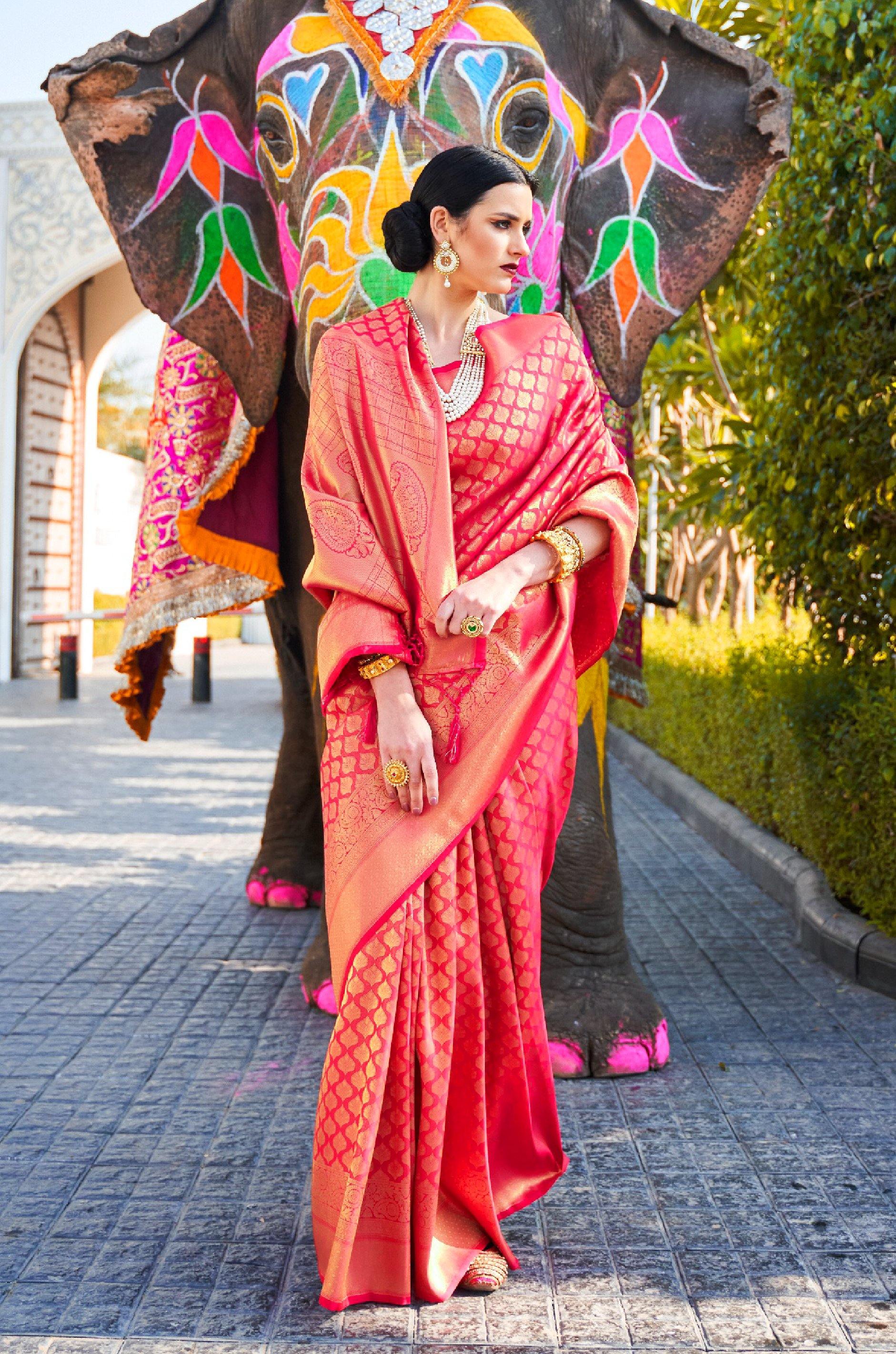 Dark Pink Kanjivaram Silk Saree