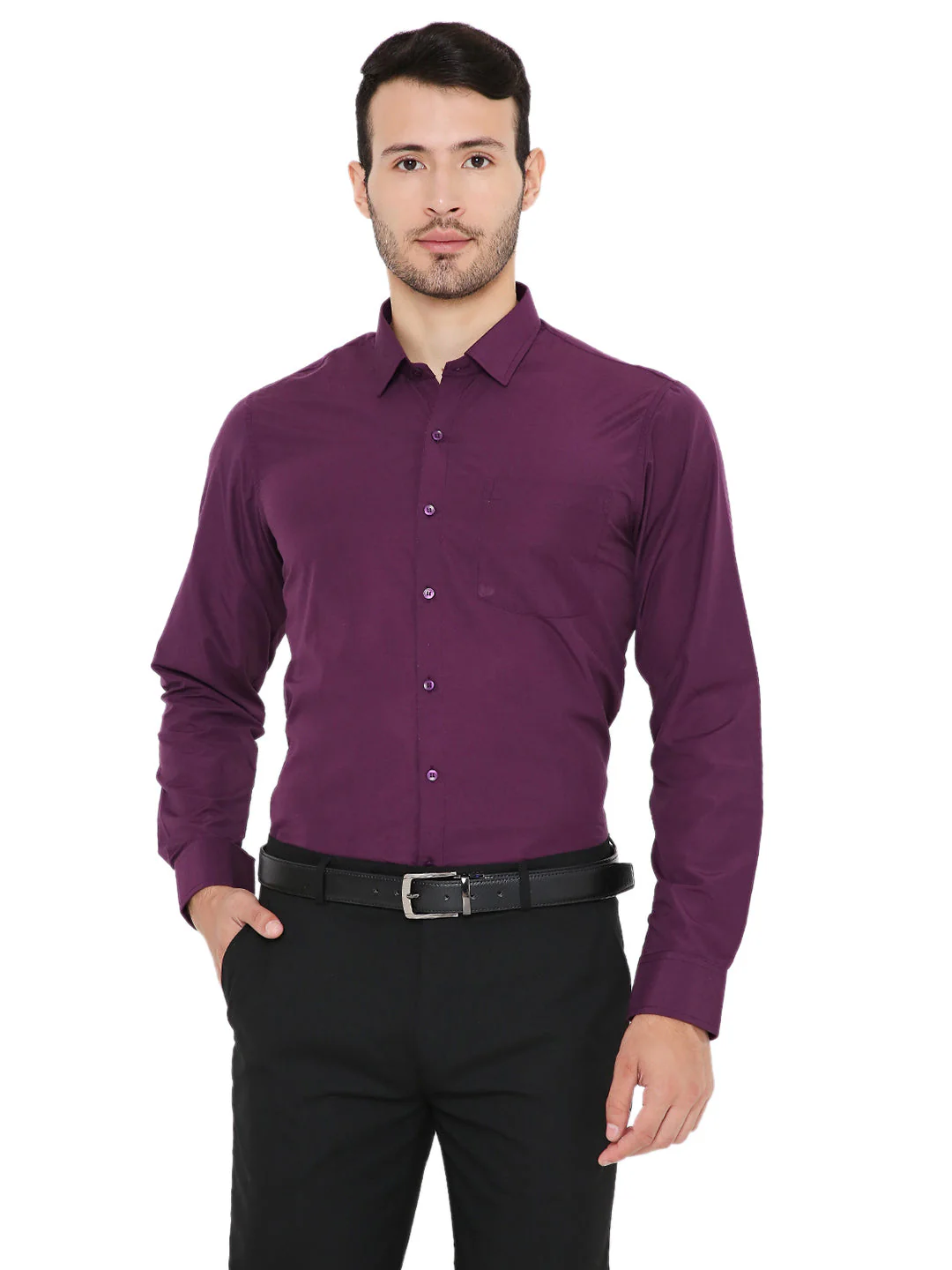 Dark Purple Solid | Slim Fit | Formal Shirt - Image 14