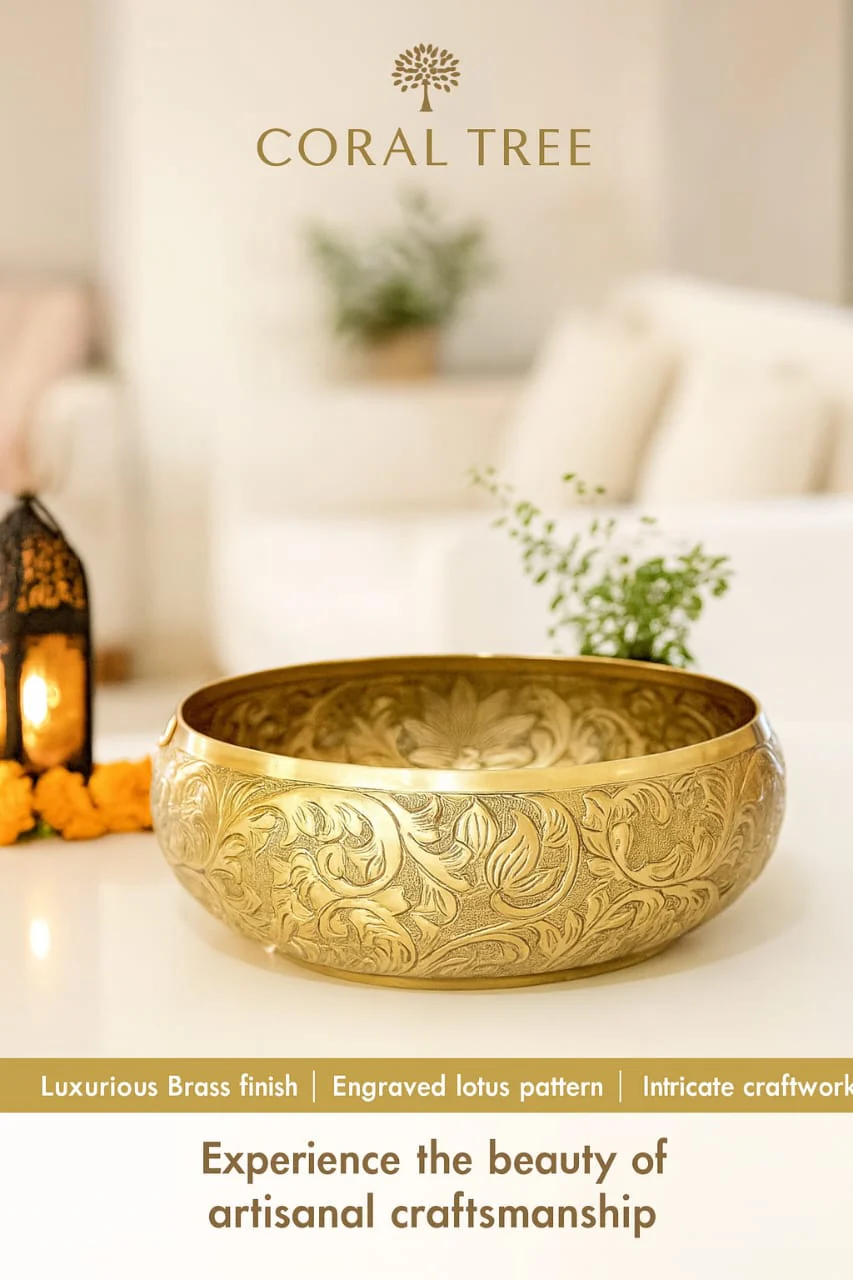 Decorative Brass Metal Urli Bowl with Floating Candles & Flowers - Image 3