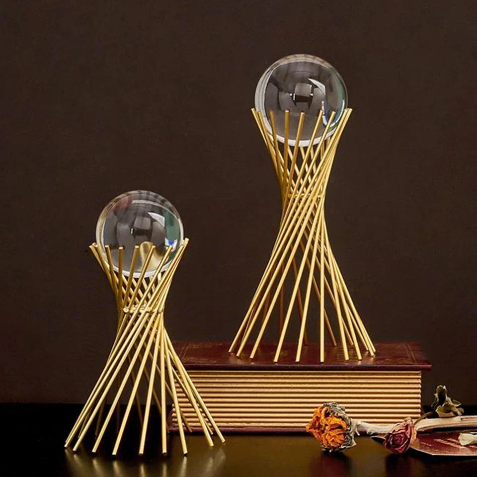 Decorative Crystal Nordic Luxury Golden Metal Stand