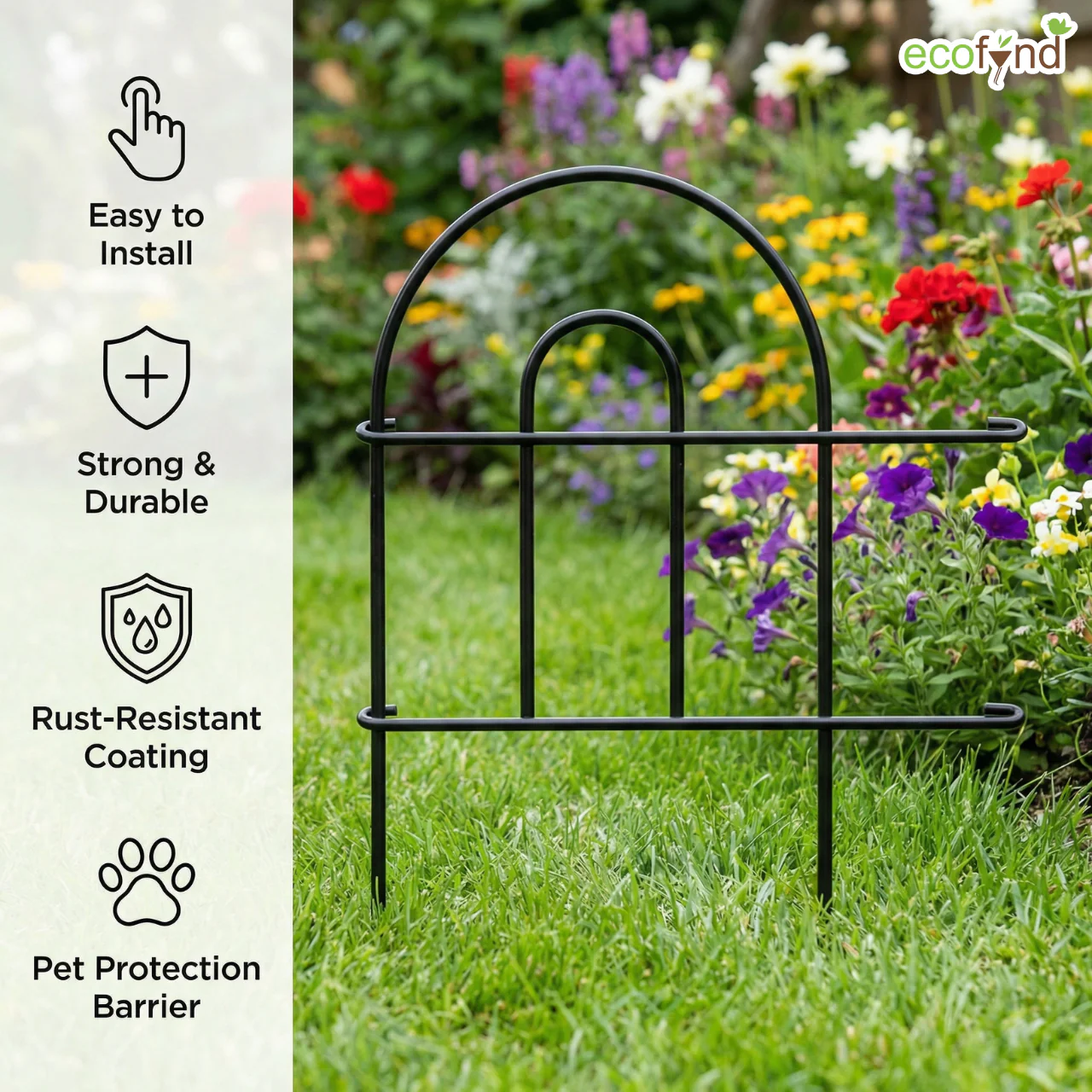 Decorative Garden Fence – Black Iron Arc Panels (Set of 5/10) - Image 4