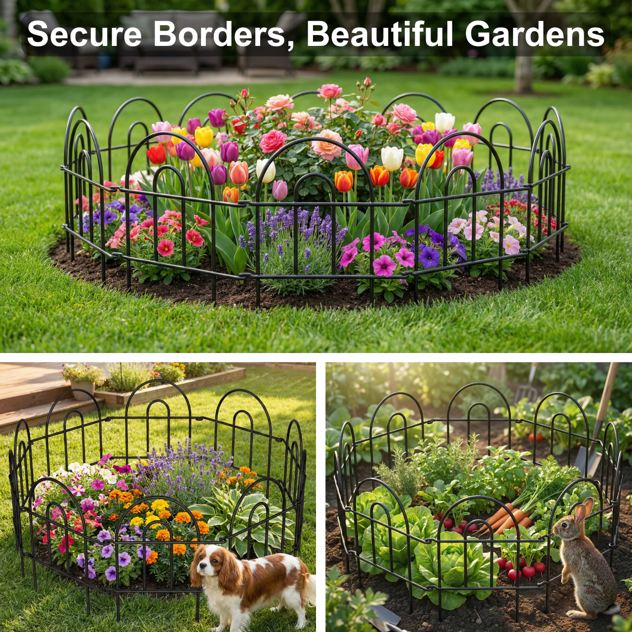 Decorative Garden Fence – Black Iron Arc Panels (Set of 5/10) - Image 6