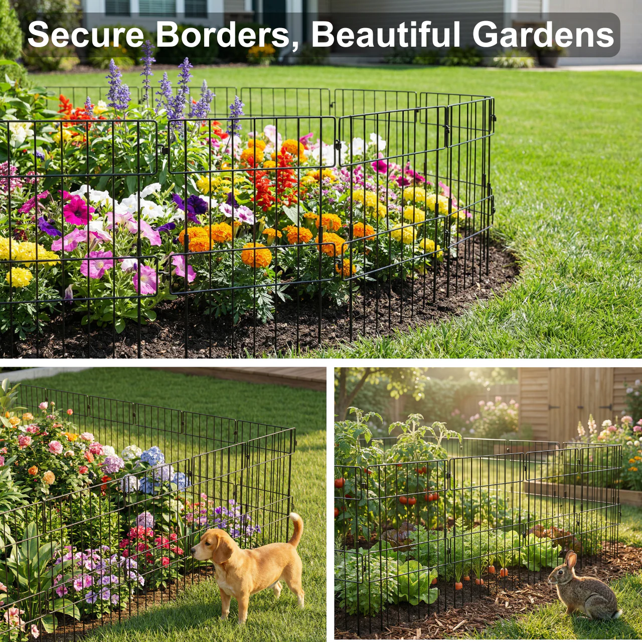 Decorative Garden Fence – Black Iron Rectangular Panels (Set of 5/10) - Image 7