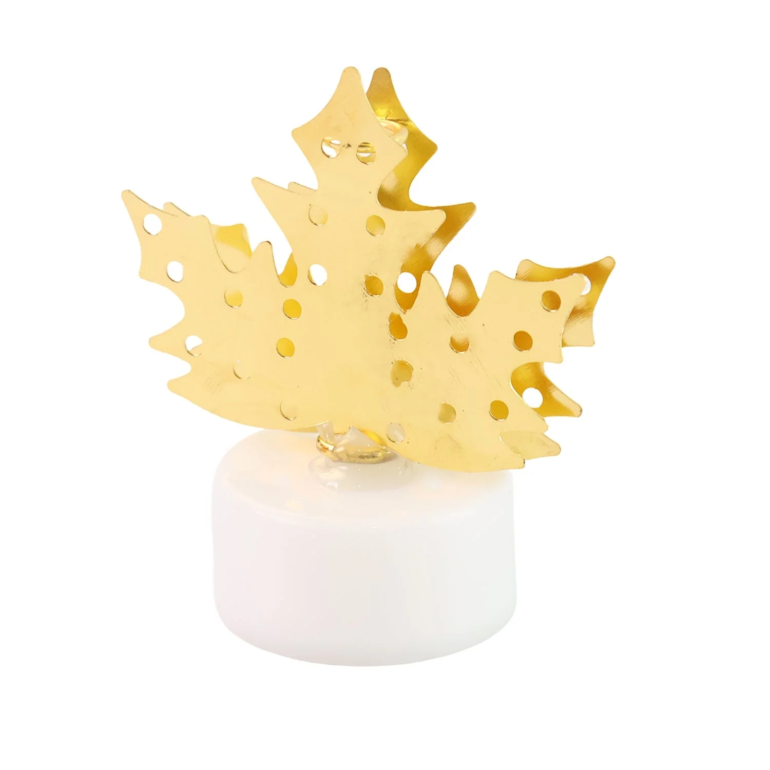 Decorative LED Gold Metal Leaf Diya Lamp, Diwali (1 Pc) - Image 4